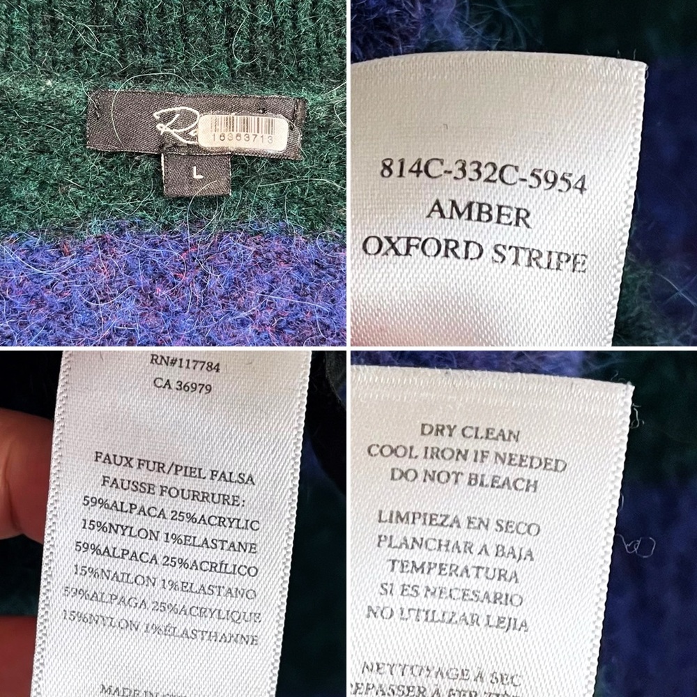 BOGO! RAILS Amber Collar Cardigan Sweater Oxford Stripe Purple Green Large - Picture 9 of 10